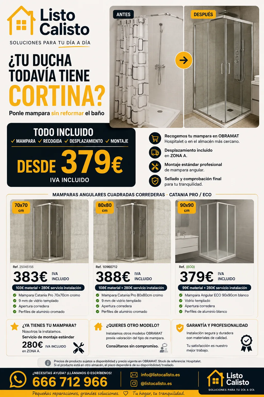 Mampara angular cuadrada