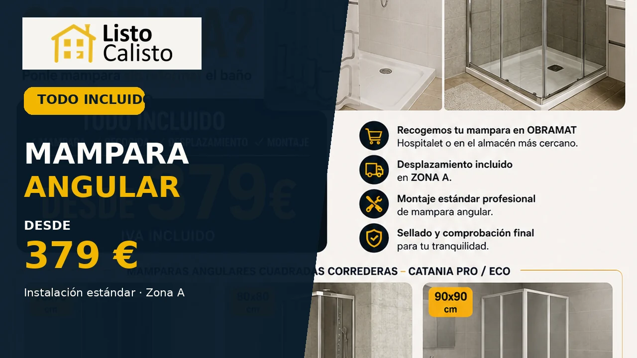 Mampara angular cuadrada